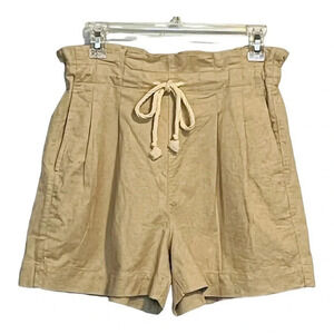 MADEWELL DRAWSTRING PLEATED PAPER BAG COTTON LINEN TAN BEIGE‎ SHORTS SIZE SMALL